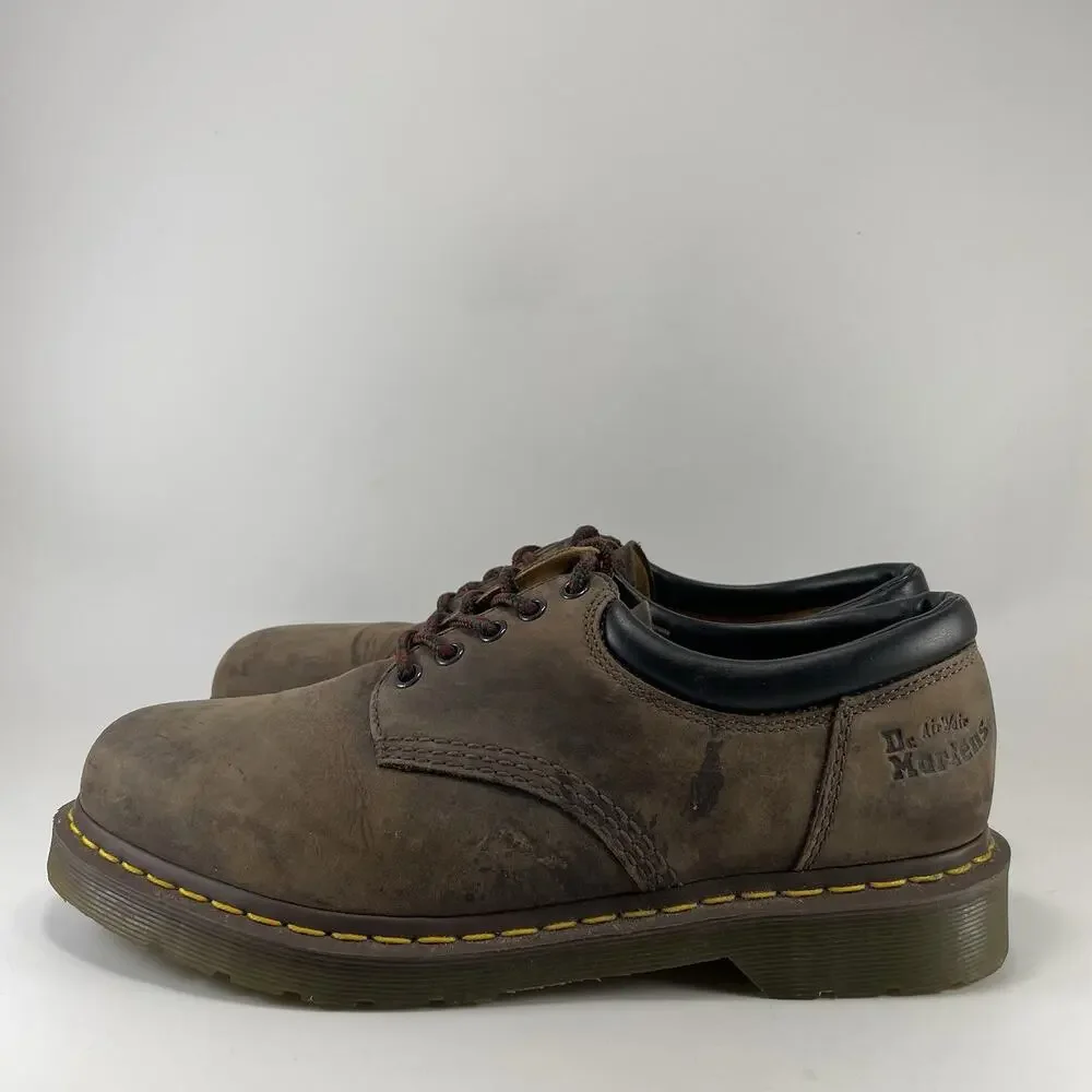 Dr Martens 8053 Brown Crazy Horse Leather Oxfords Mens Size 11 Padded 4-Eye